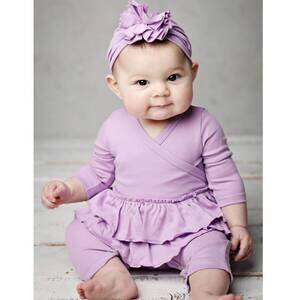 NEW LEMON LOVES LAYETTE newborns and baby girls mayra romper in sheer lilac